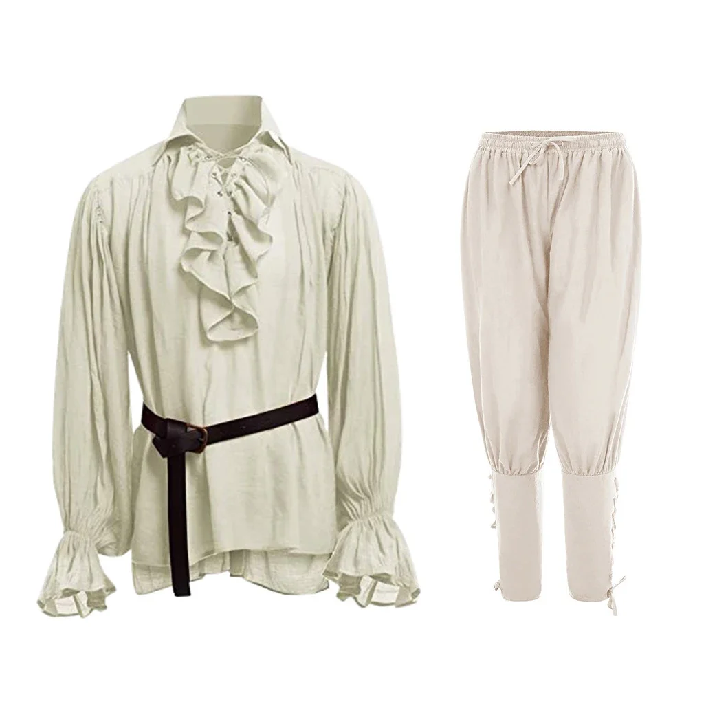 Medieval Gothic Lace Up Pirate Shirt - Ortaçağ gömlekleri fırfırlı gotik Steampunk victoria