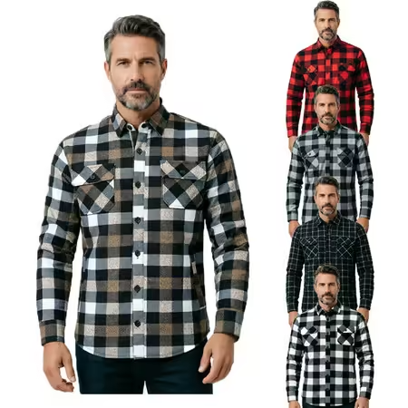 Flannel Plaid Shirt Heavy Weight - 2026 Sonbahar ve Kış Uzun Kollu