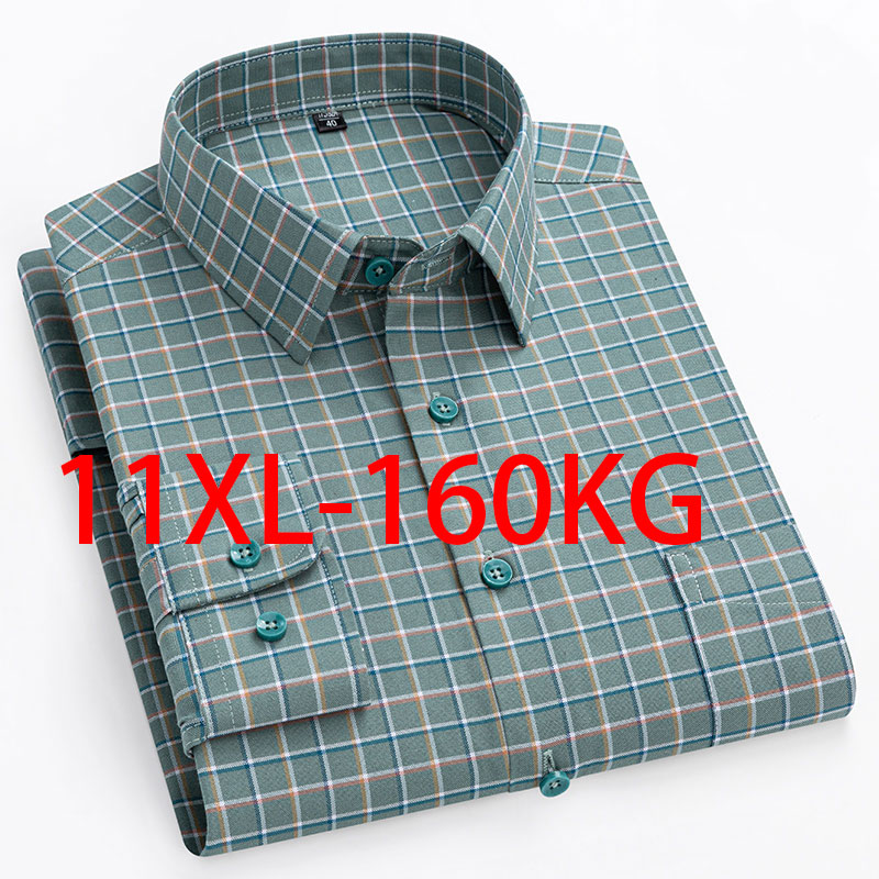 Oxford Cotton Casual Shirt Business - Yeni 11XL 10XL Ekstra büyük erkek
