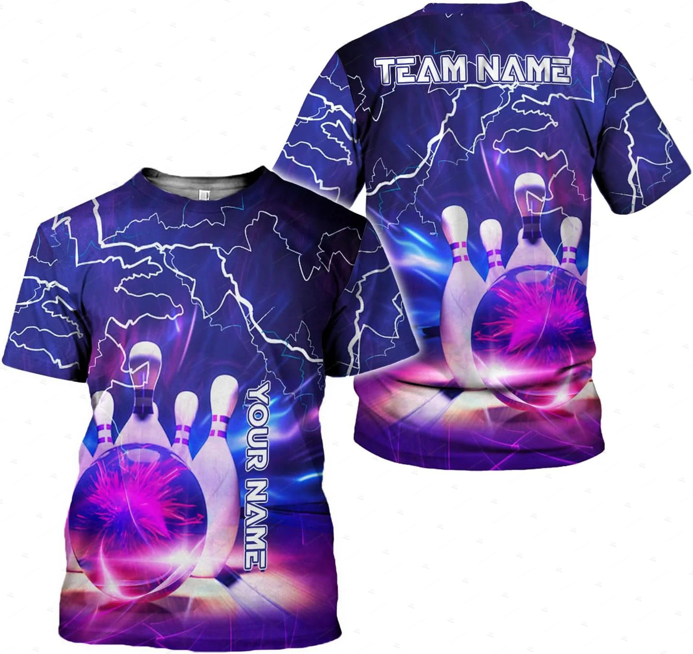 Short Sleeve Bowling Shirt Retro - Özel Ad Degrade Bowling Alev Graffiti