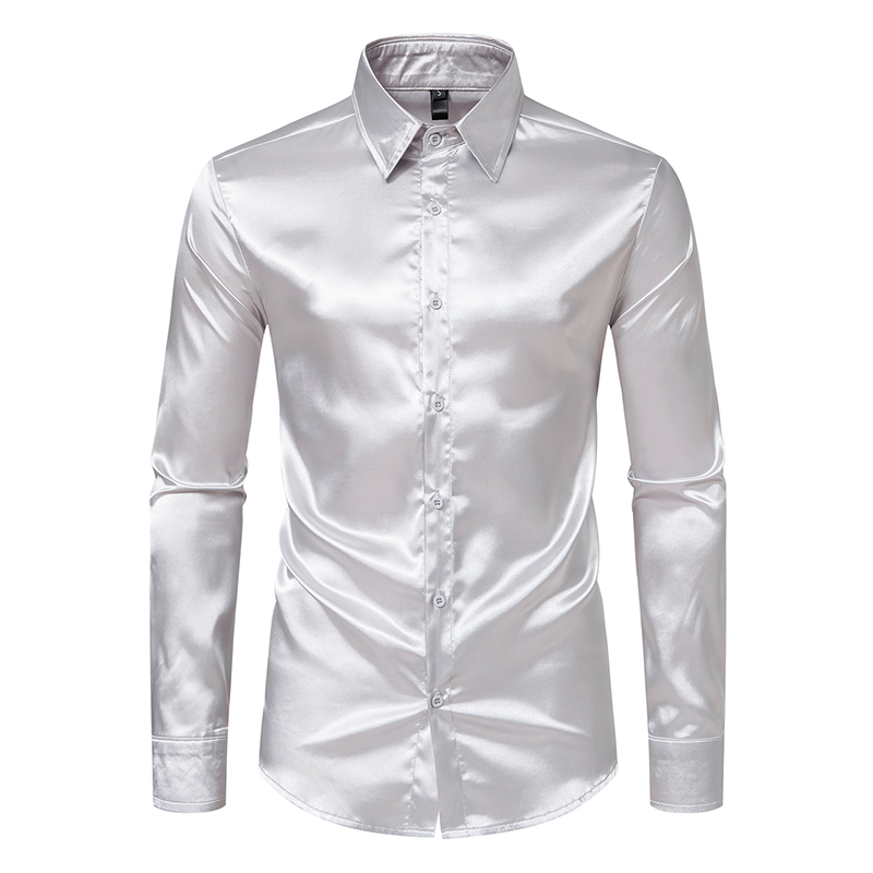 Erkek Siyah Saten Lüks Elbise  - Mens Satin Silk Dress Shirt incelemesi ve fiyatı