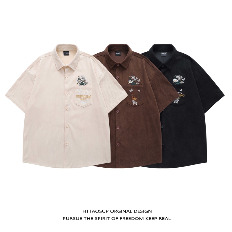 HTTAOSUP 2026 Erkek Kısa Kollu - Corduroy Button Up Shirt Men incelemesi ve fiyatı