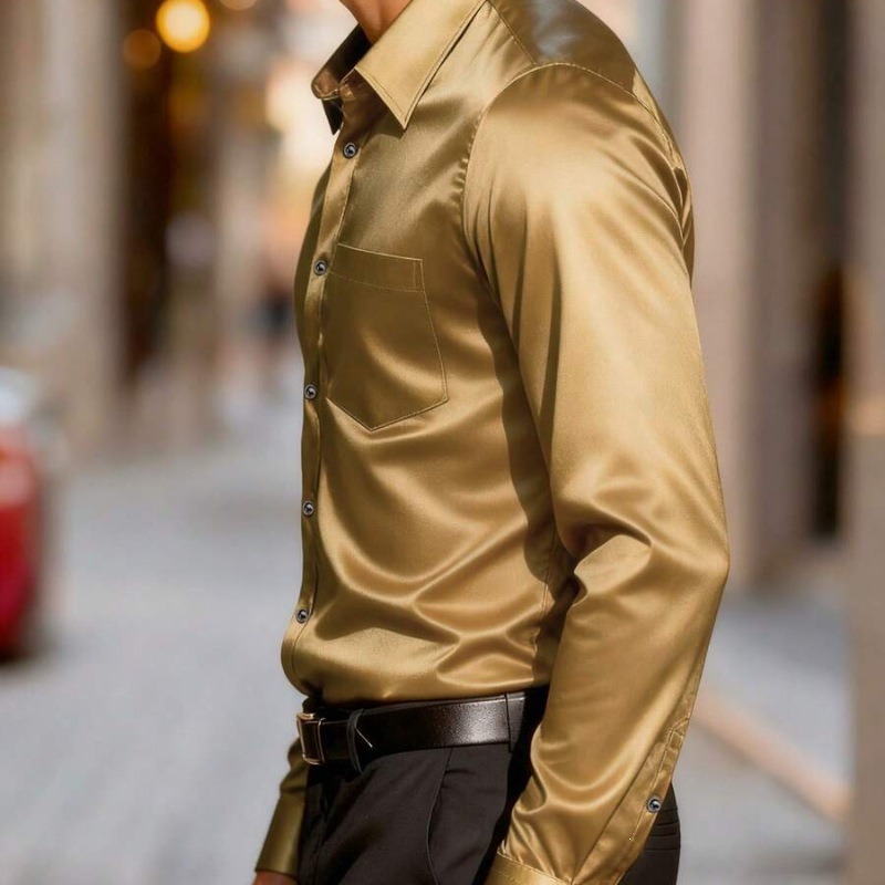 Erkek Saten Benzeri Buz İpek E - Mens Satin Silk Dress Shirt incelemesi ve fiyatı