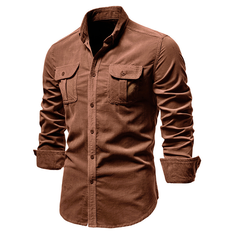Vintage Düz Renk Kordonlu Göml - Corduroy Button Up Shirt Men incelemesi ve fiyatı