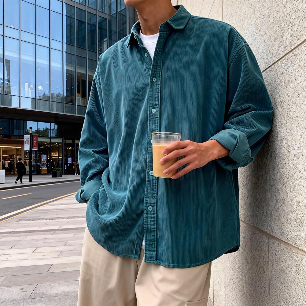 Yeni erkek kadife gömlek rahat - Corduroy Button Up Shirt Men incelemesi ve fiyatı