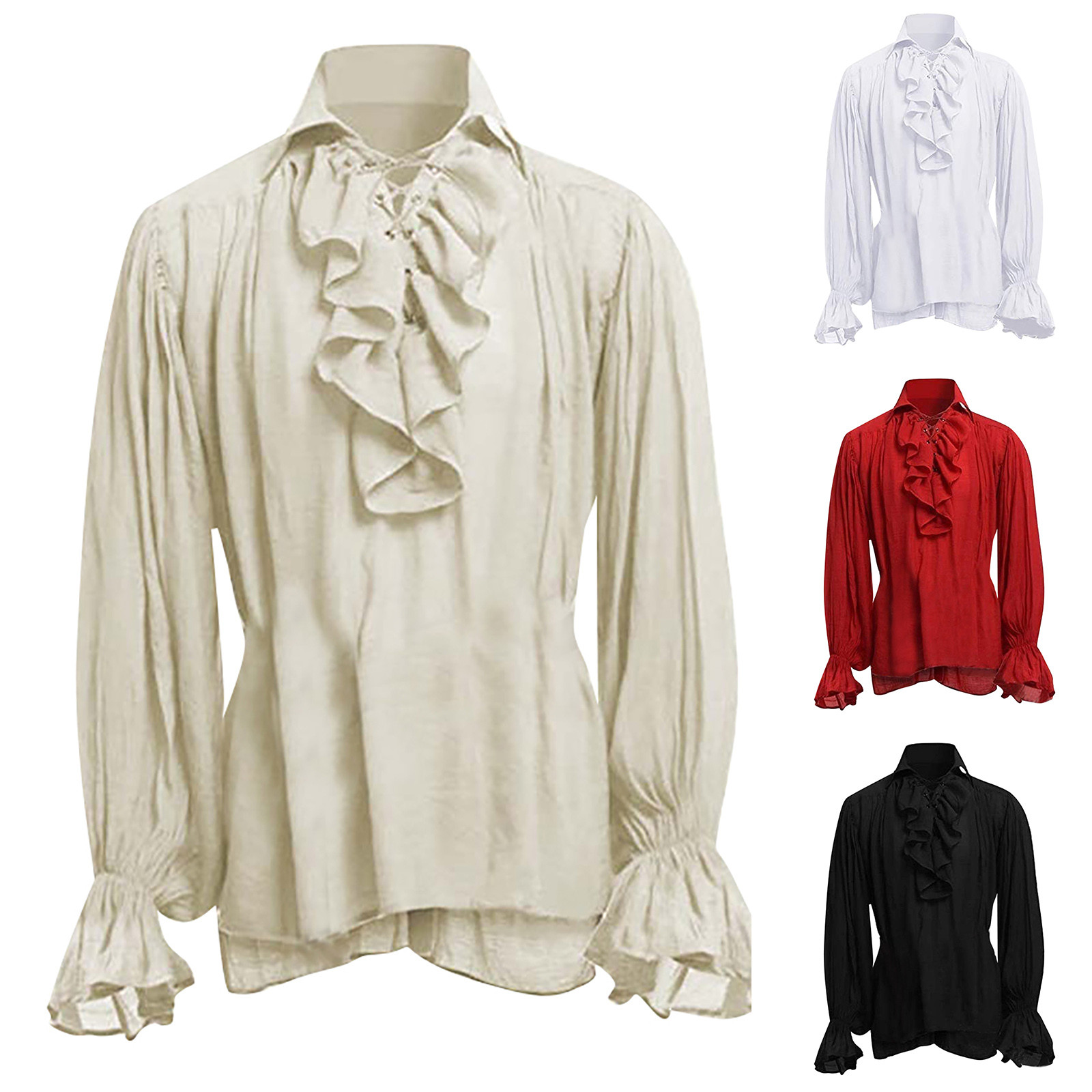 Erkek Cadılar Bayramı Dantel U - Medieval Gothic Lace Up Pirate Shirt incelemesi ve fiyatı