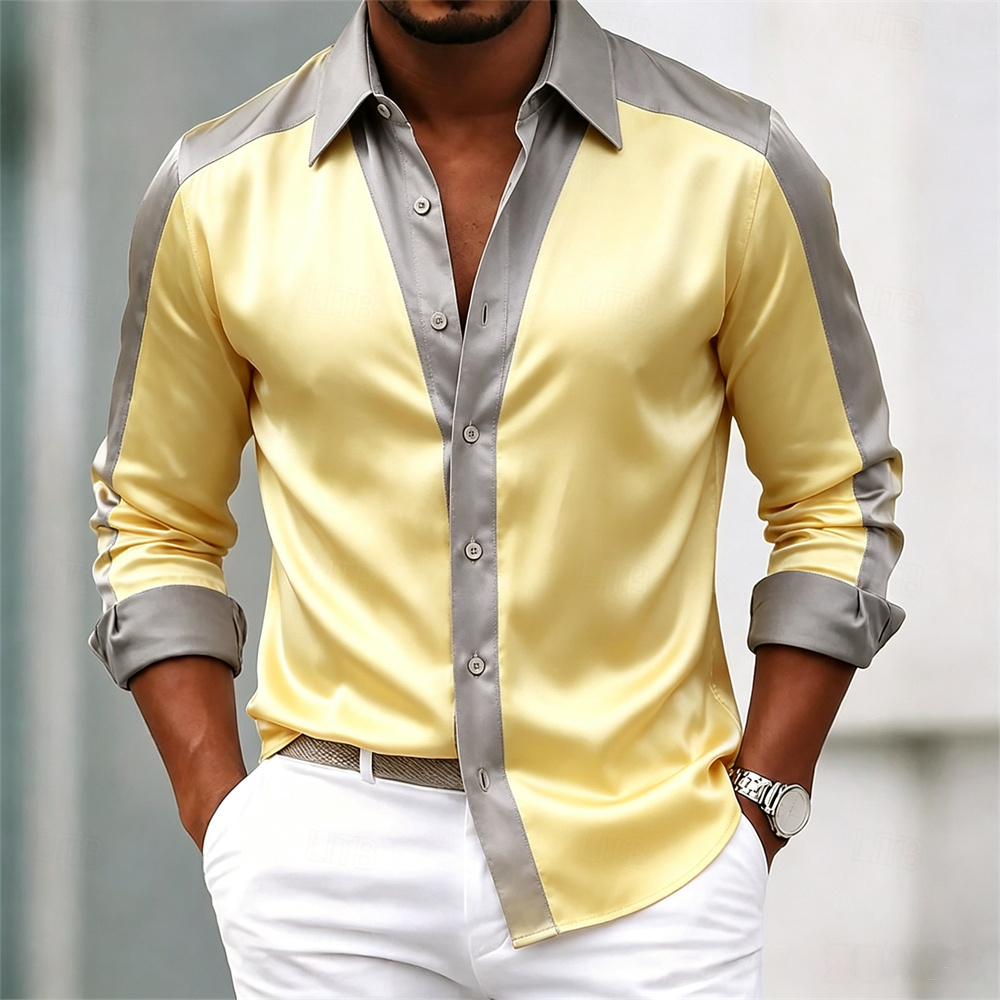 Erkek gömleği, saten gömlek, k - Mens Satin Silk Dress Shirt incelemesi ve fiyatı