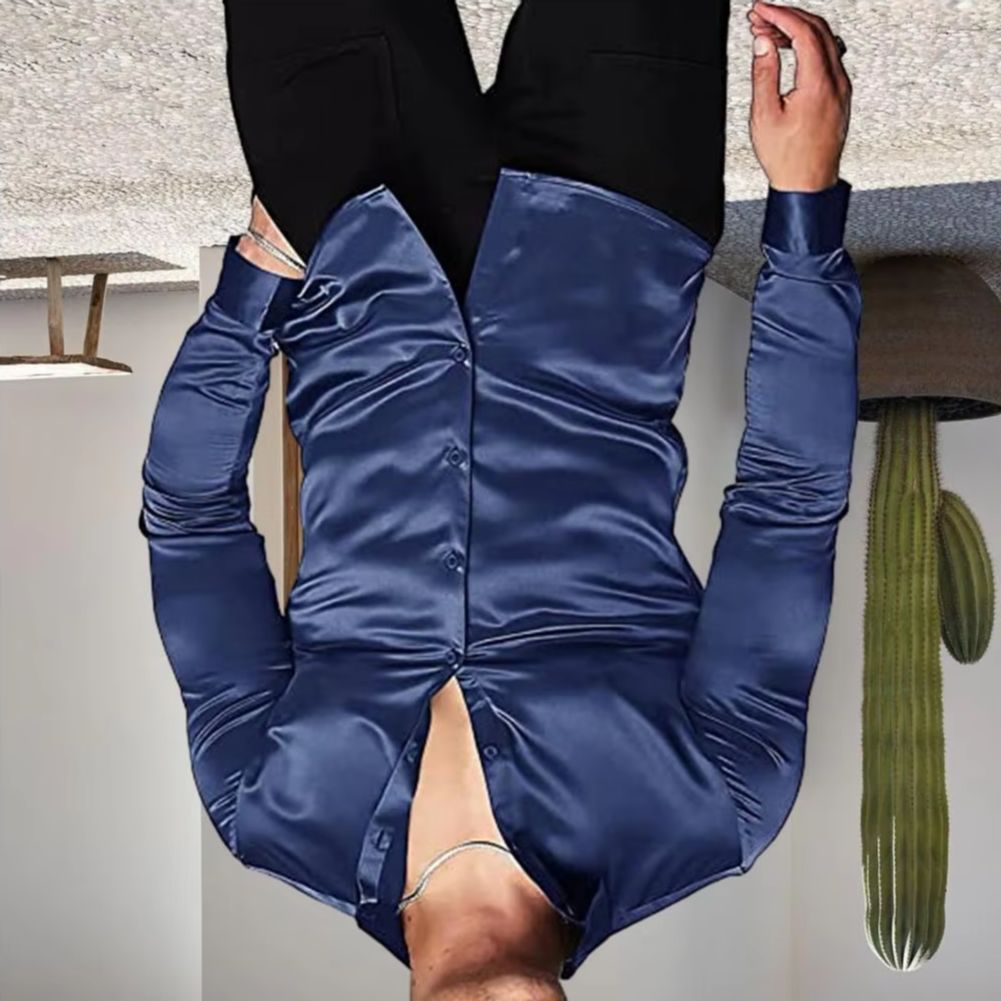 Şık Erkek Parlak İpek Benzeri  - Mens Satin Silk Dress Shirt incelemesi ve fiyatı
